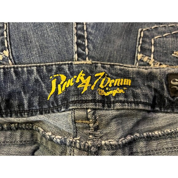 Wrangler Rock 47 Slim Boot Jeans Mens 34x34 Western MRB47MU Dark Wash Denim - Picture 7 of 16